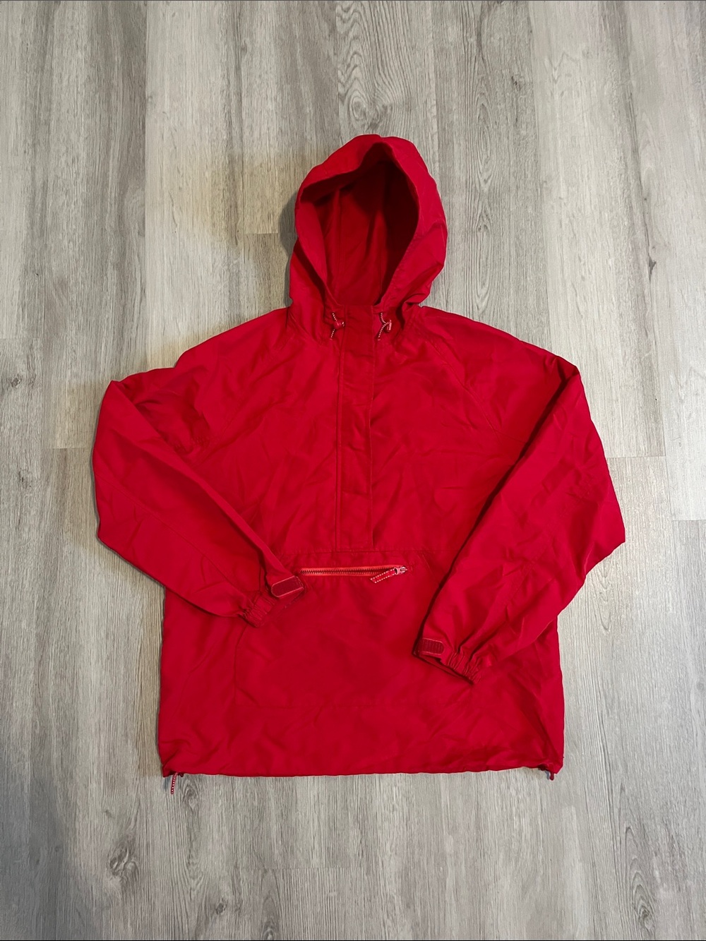 Men's Red Hooded Windbreaker Pullover
